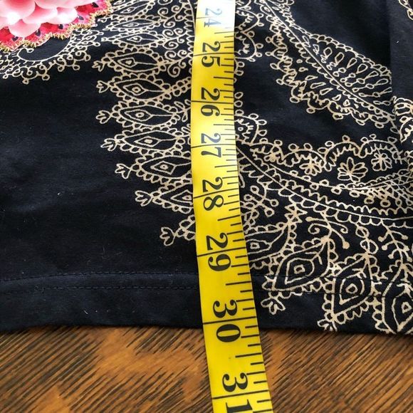 Desigual Black Knit Mini Dress/Tunic with Floral Appliqué - Picture 15 of 16